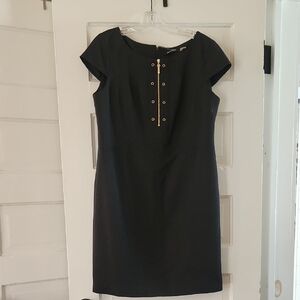 Ellen Tracy Black Mini Dress with Gold Accents